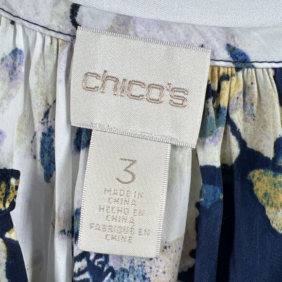 Chicos Women's Blouse Top XL Colorful Floral Pullover Raglan Long Sleeve Tunic - Picture 3 of 6